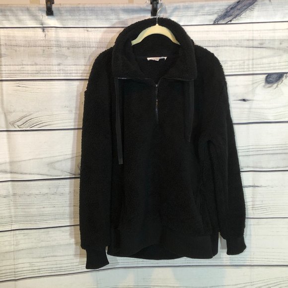 Teddy Sherpa WorkShop brand cozy Black half zip - Picture 3 of 13